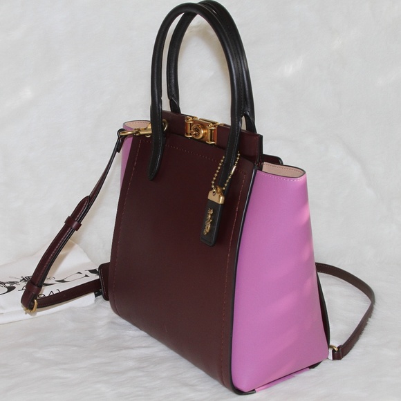 NWT Coach 1941 Troupe Tote In Colorblock in Cranberry Multi - Picture 4 of 8